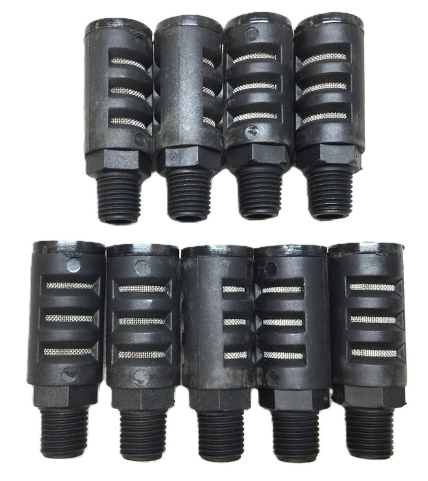 SQF 1/2" Black Plastic Pneumatic Muffler Silencer [Lot of 9] NOS