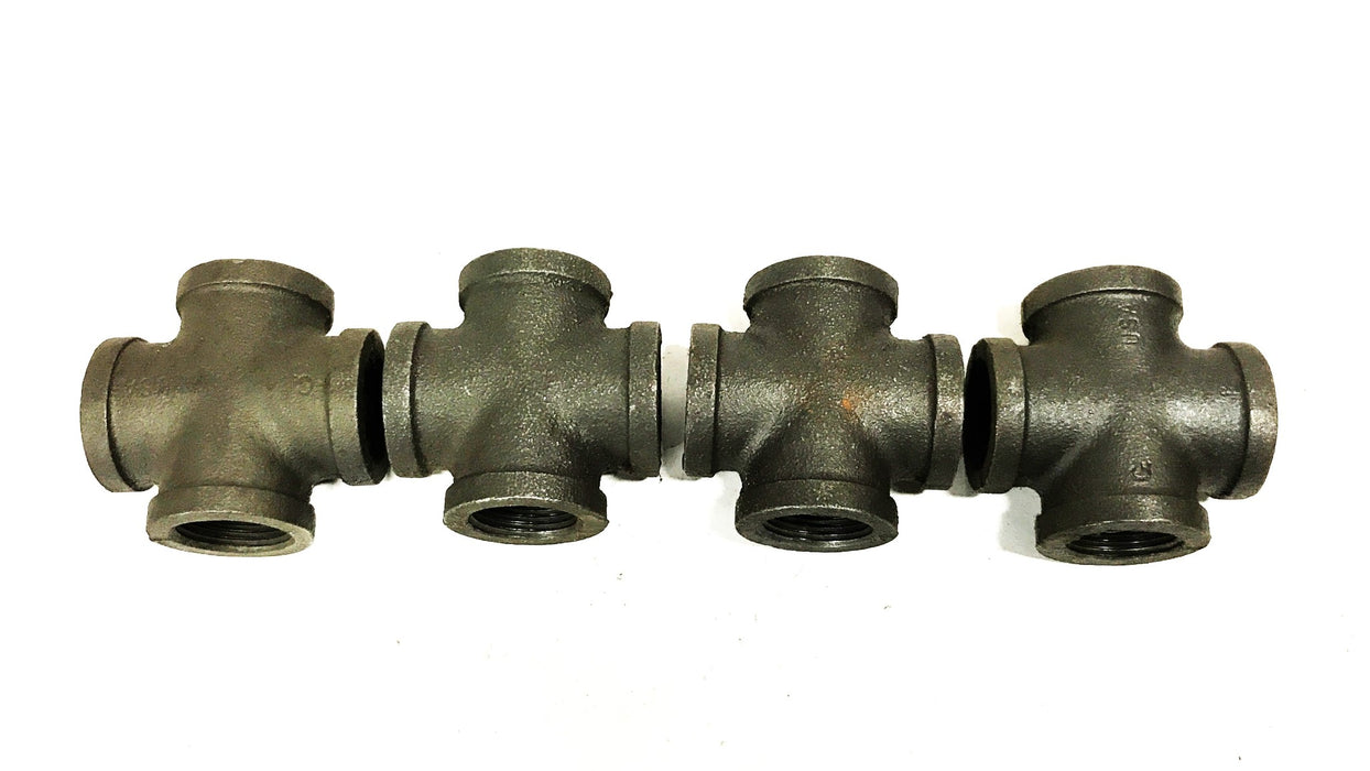 Unbranded 1 inch 4-way Female Cross Coupling [Lot of 4] NOS