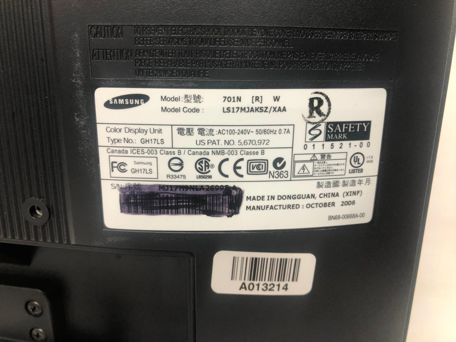 Samsung SyncMaster 17 Inch Monitor 701N USED