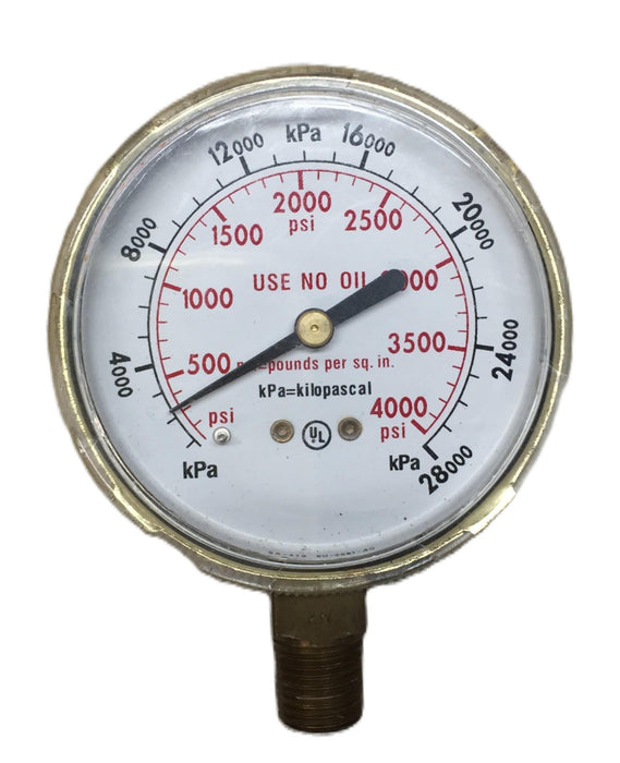 Harris 0-4000psi Pressure Gauge 1/2" Thread Bottom Mount SA-479 (BU-2581-AQ) NOS
