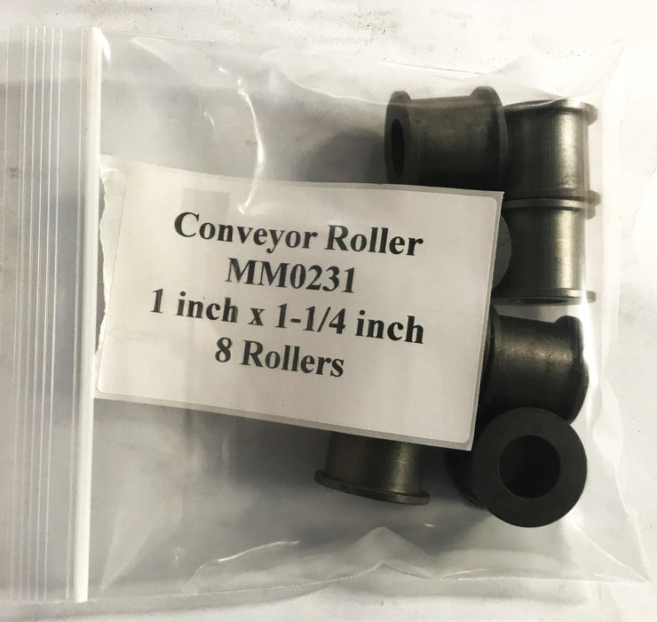 Unbranded 1 inch x I-1/4 inch Conveyor Roller MM0231 [Lot of 8] NOS