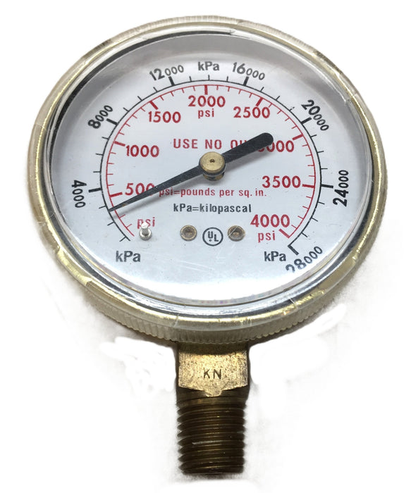 Harris 0-4000psi Pressure Gauge 1/2" Thread Bottom Mount SA-479 (BU-2581-AQ) NOS