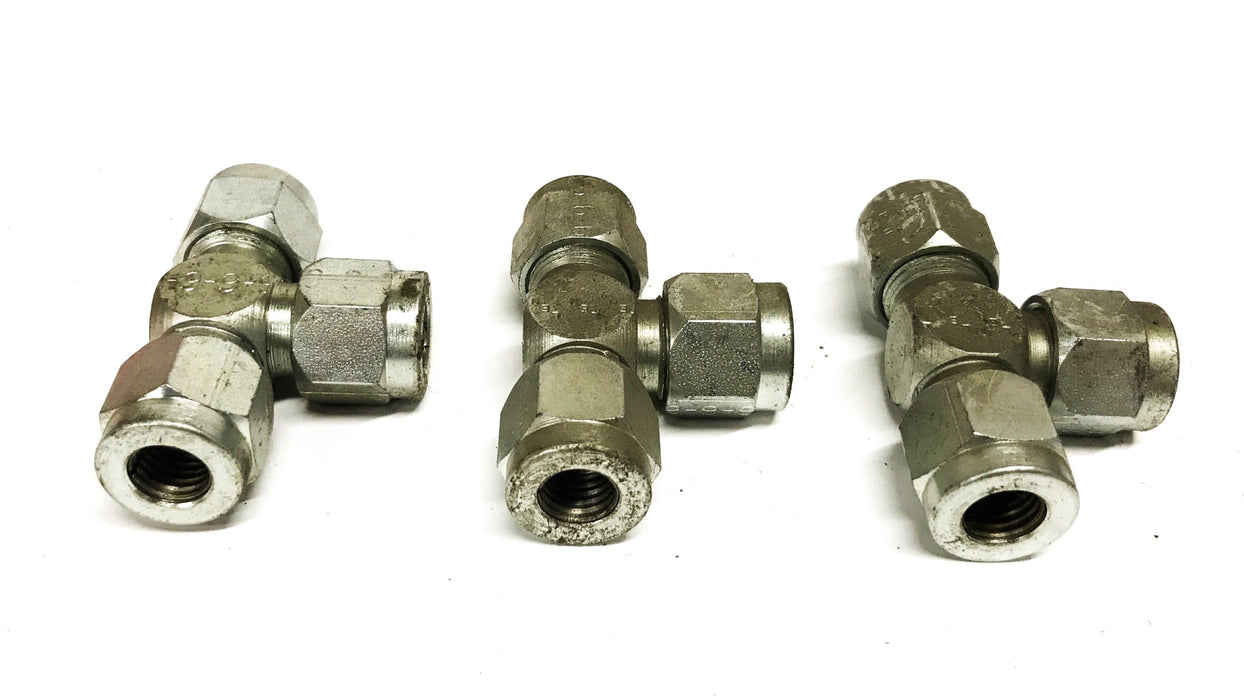 Lenz 3/8 inch 3-Way Compression Tee Fitting [Lot of 3] NOS