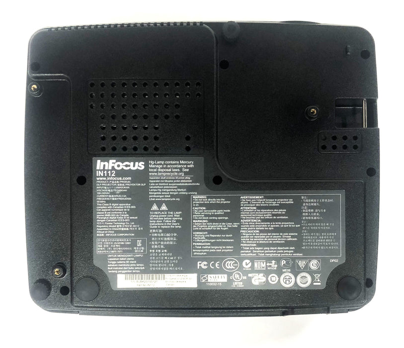 InFocus DLP Projector IN112 No Power Cord USED