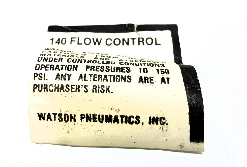 Watson Flow Control Valve 140 NOS