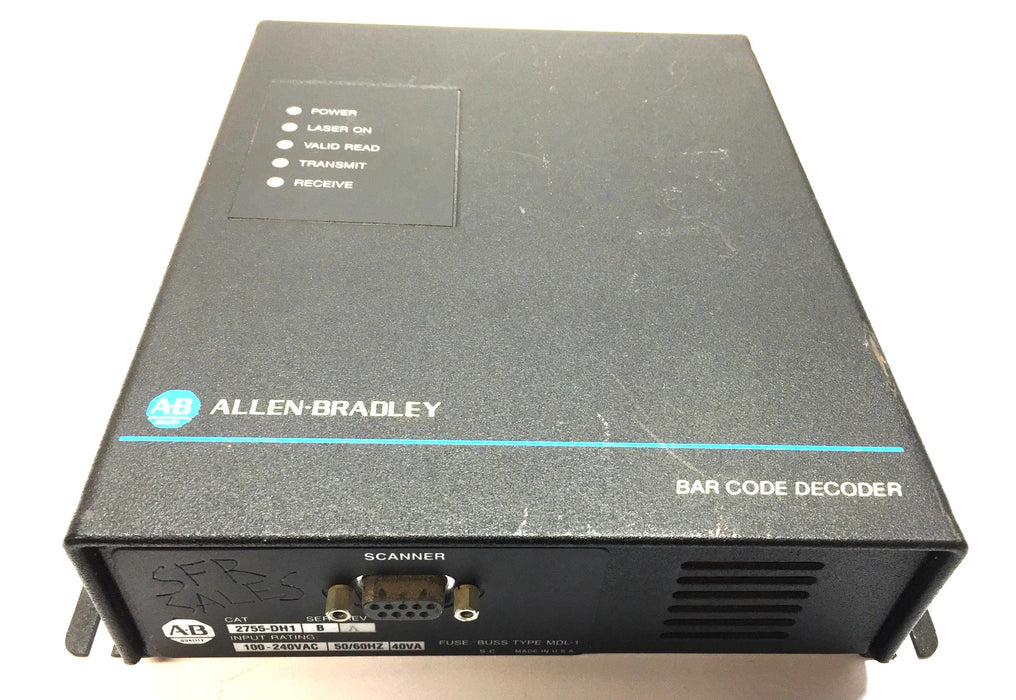 Allen-Bradley 100-240VAC 50/60Hz Bar Code Decoder 2755-DH1 Ser.B/Rev.A USED
