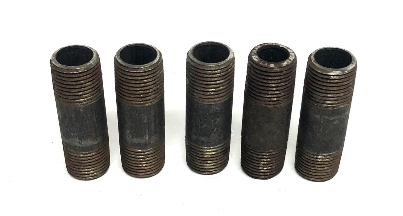Unbranded 1/2 Inch 14TPI Black Steel Pipe Nipple 2-1/2 Inch [Lot of 5] NOS