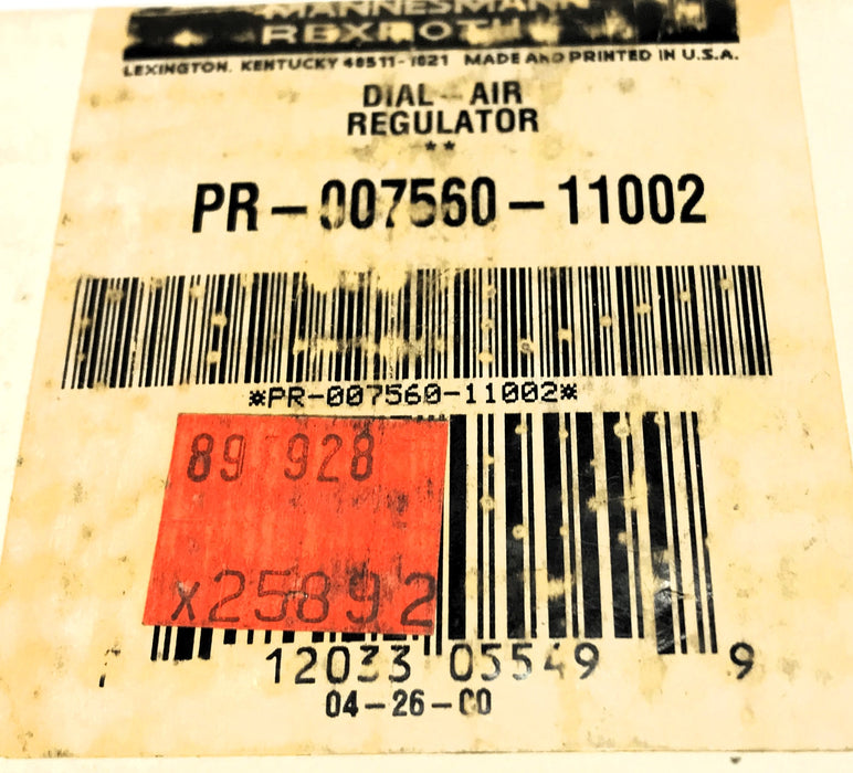 Rexroth Dial-Air Pressure Regulator W/ Set Screws PR7560-11002 NOS