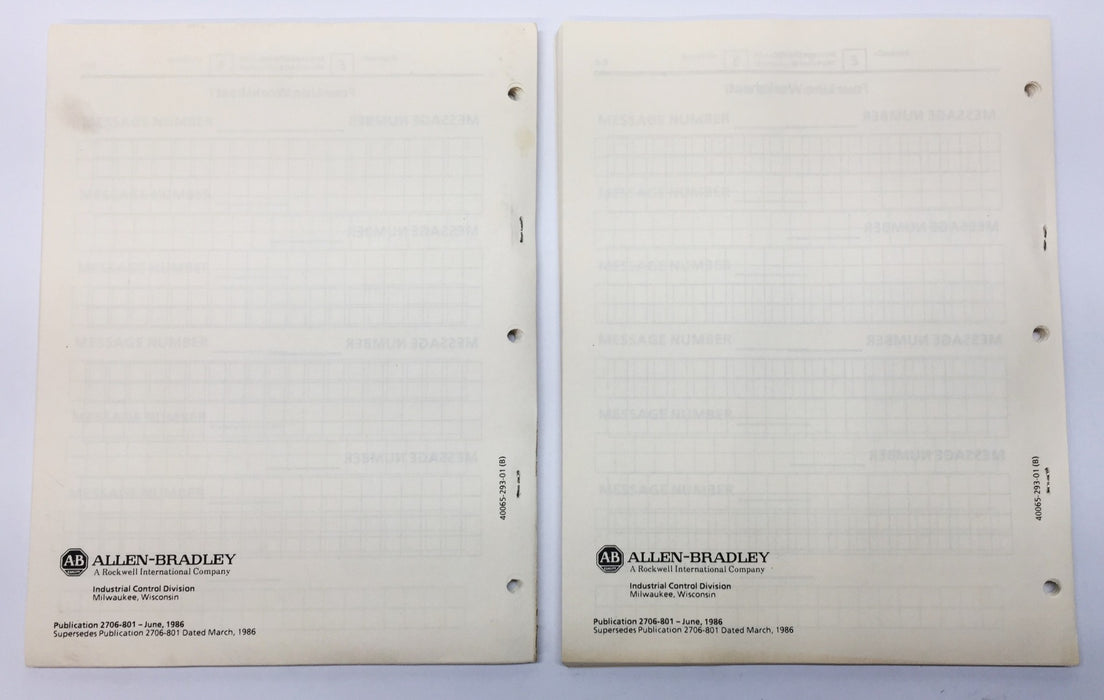 Allen-Bradley Bulletin 2706 Dataliner DL20 Series Manual 2706-81 [Lot of 2] NOS