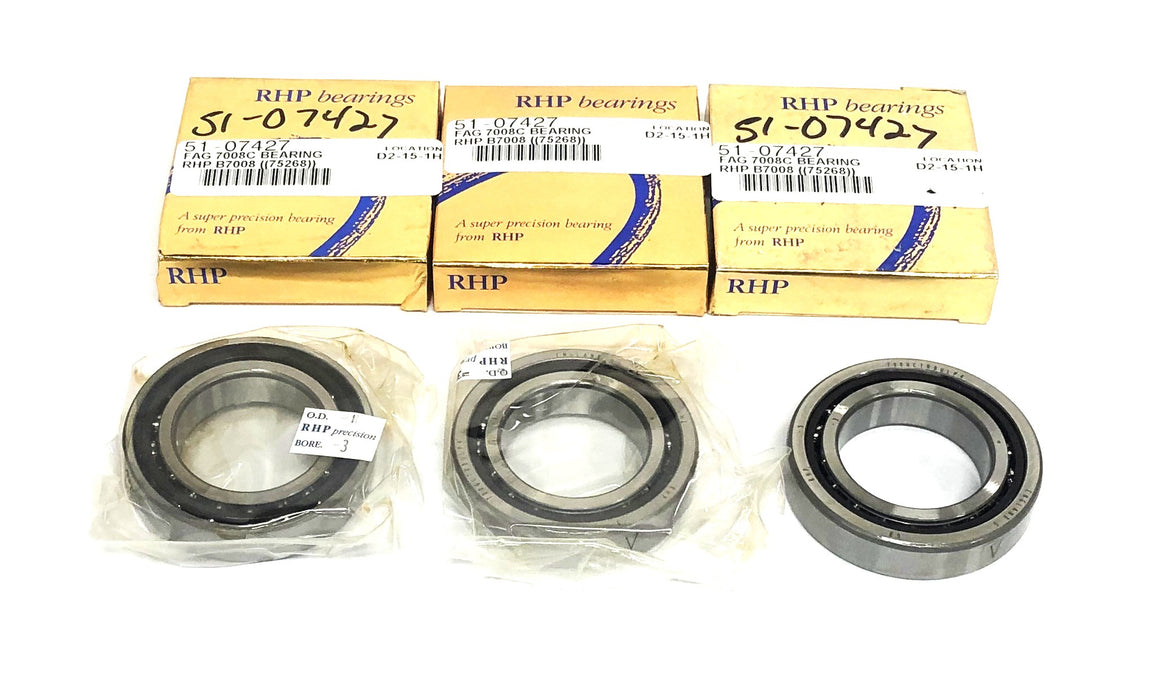 RHP Angular Contact Ball Bearing 7008CTRDULP4 [Lot of 3] NOS