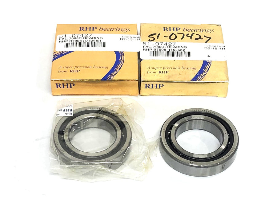 RHP 2 Piece Set Angular Contact Ball Bearing 7008CTRDULP4 NOS