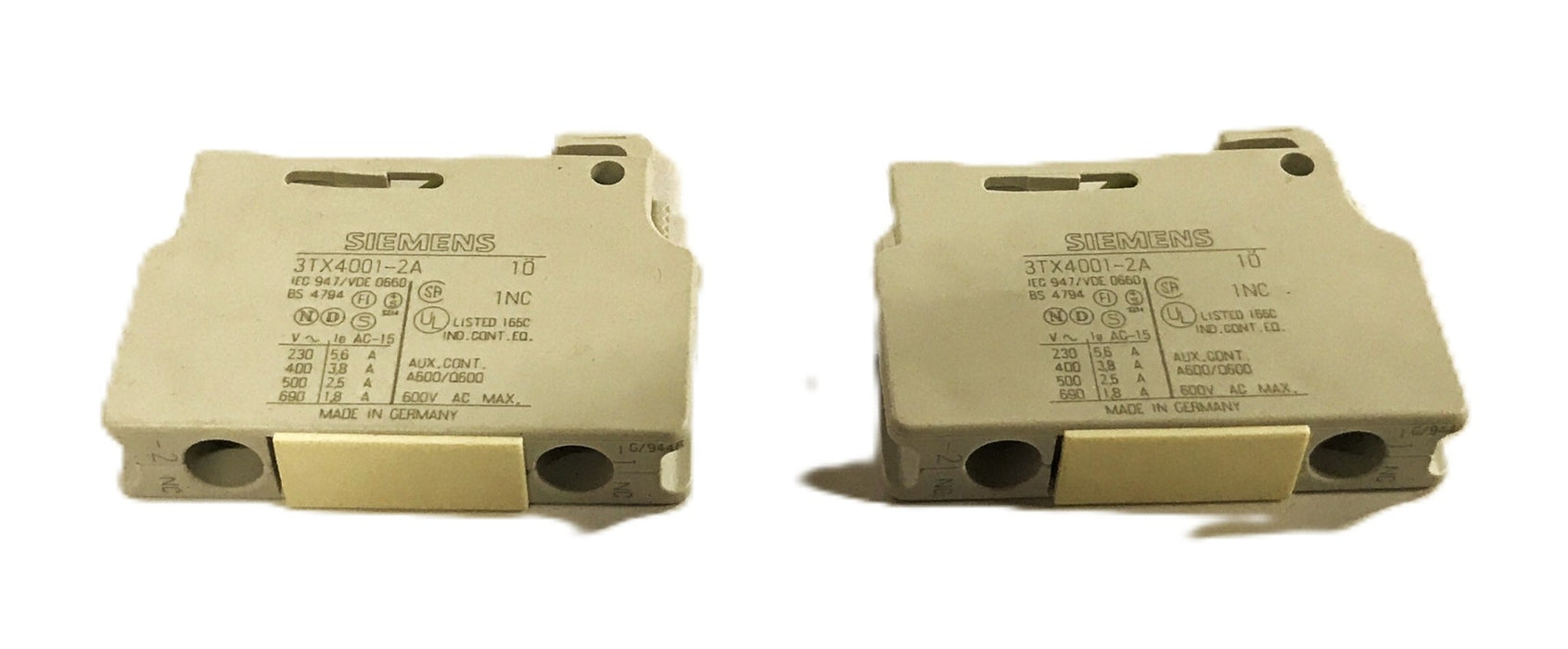 Siemens Auxiliary Contact Block 3TX4001-2A [Lot of 2] NOS