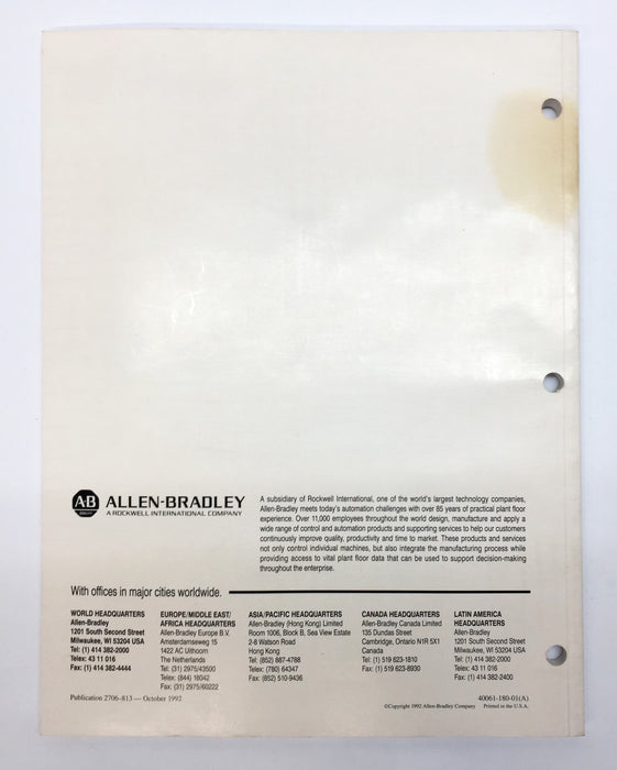 Allen-Bradley Bulletin 2706 Dataliner DL20 Series User Manual 2706-813 NOS