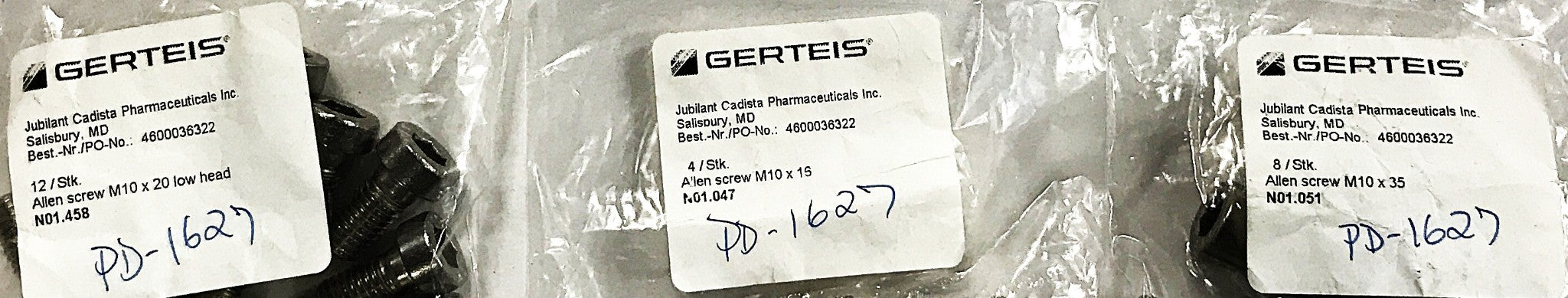 Gerteis M10 Socket Cap Screw (A4-70) N01.051/N01.047/No1.458 [Lot of 24] NOS