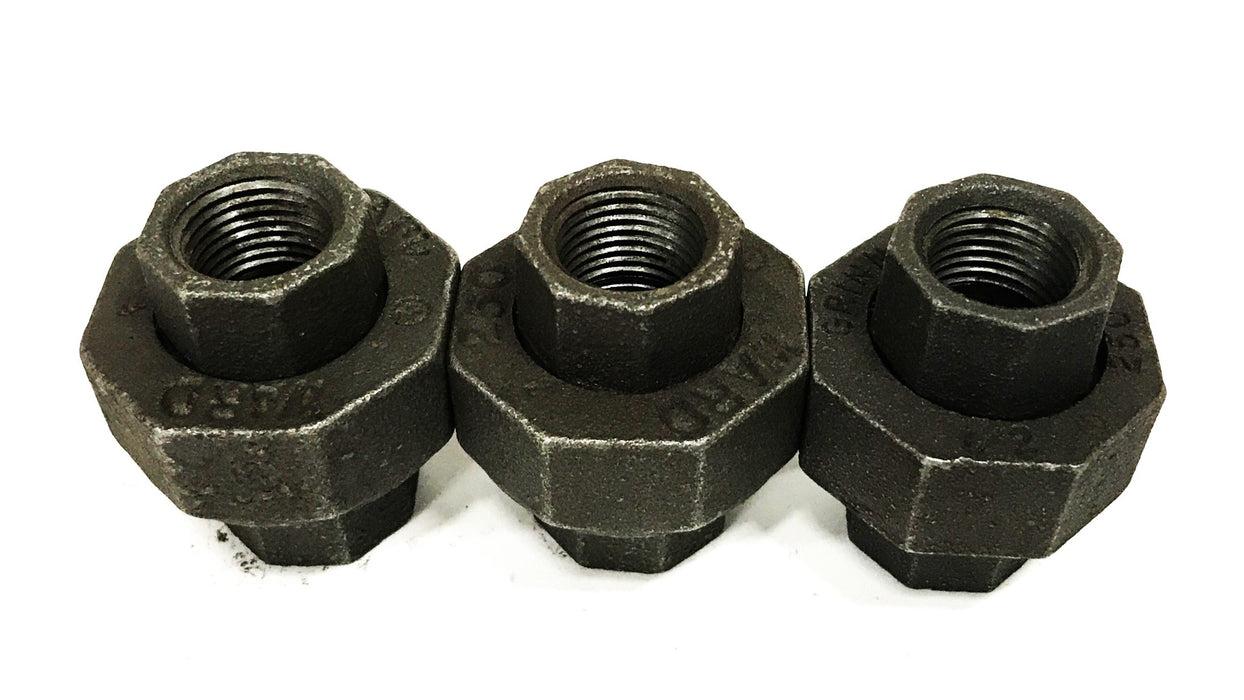 Ward 1/2 inch Female Black Iron Union Coupling 250-1/2 [Lot of 3] NOS