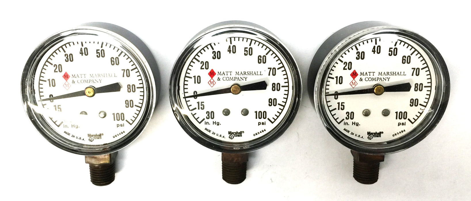 Matt Marshall & Company 2.5 45K 30x100 PSI Gauge 093494 [Lot of 3] NOS