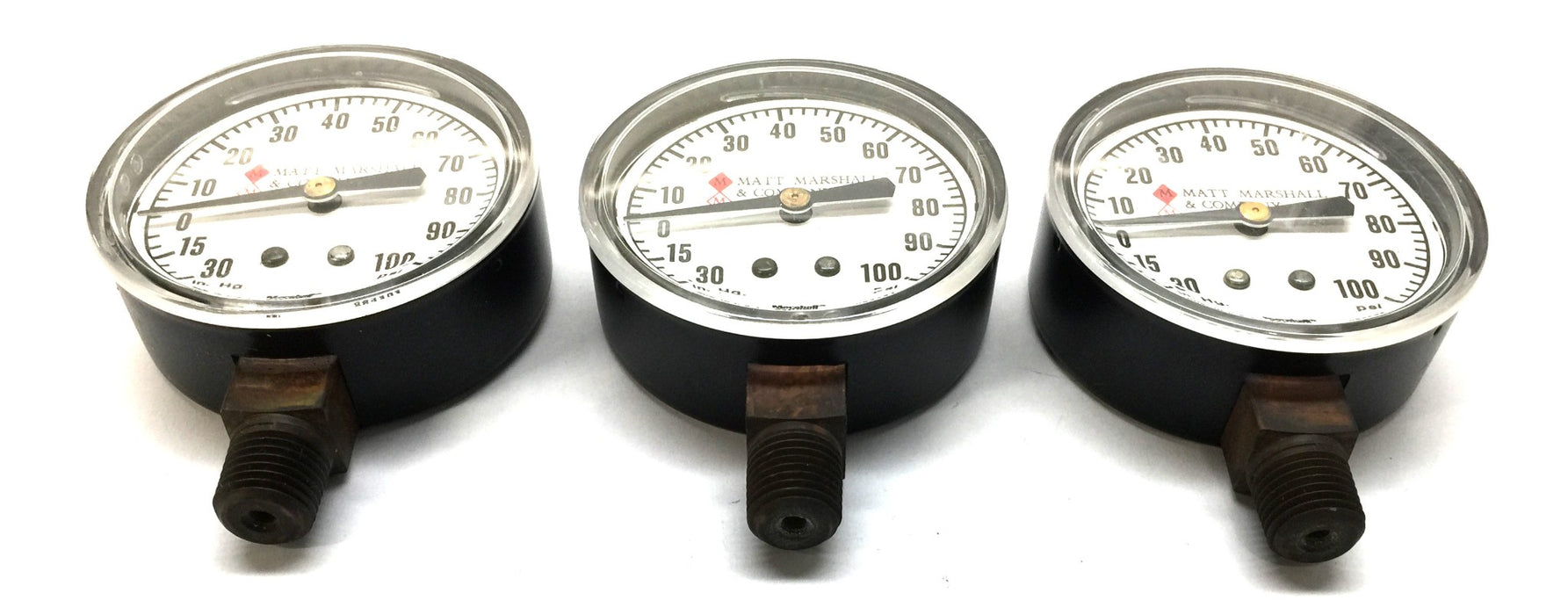 Matt Marshall & Company 2.5 45K 30x100 PSI Gauge 093494 [Lot of 3] NOS