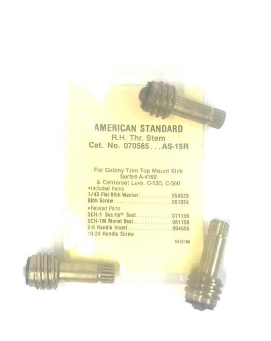 Sexauer/American Standard R.H. Threaded Stem 070565 (AS-15R) [Lot of 3] NOS