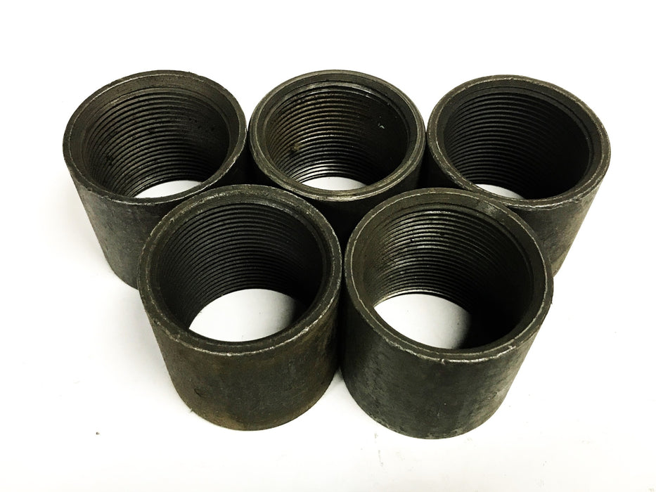 Unbranded 1-1/2 inch Black Steel Straight Pipe Coupling [Lot of 5] NOS