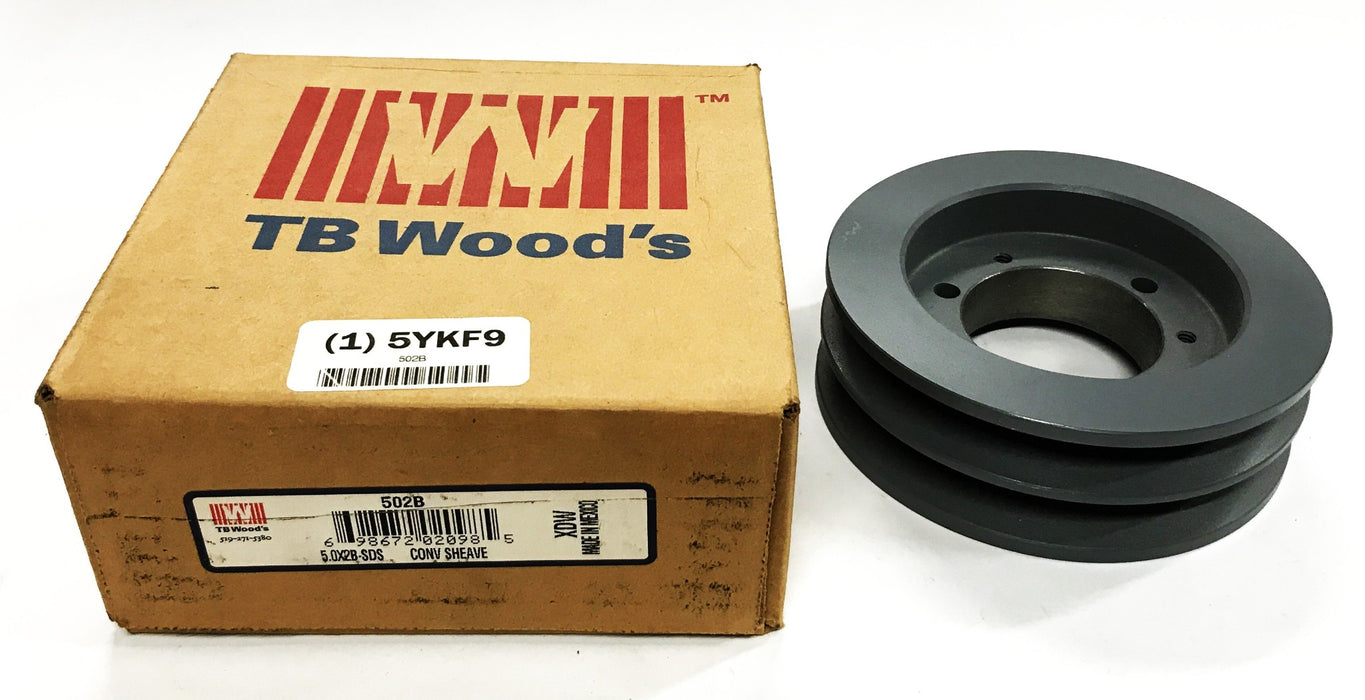 TB Wood's 2-Groove V-Belt Pulley/Sheave 5.0X2B-SDS NOS
