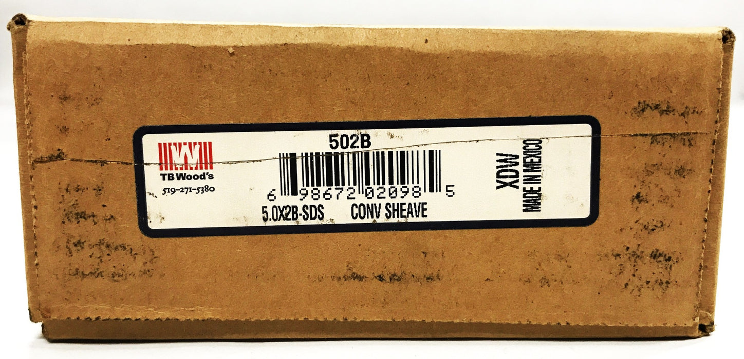 TB Wood's 2-Groove V-Belt Pulley/Sheave 5.0X2B-SDS NOS