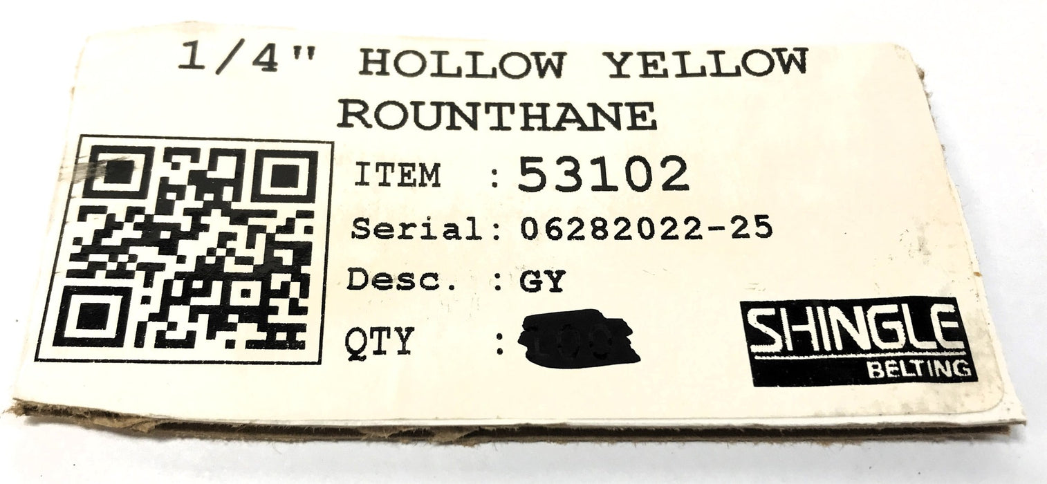 Shingle Belting 1/4" Approx 33 Foot Polyurethane Round Belting 53102 NOS