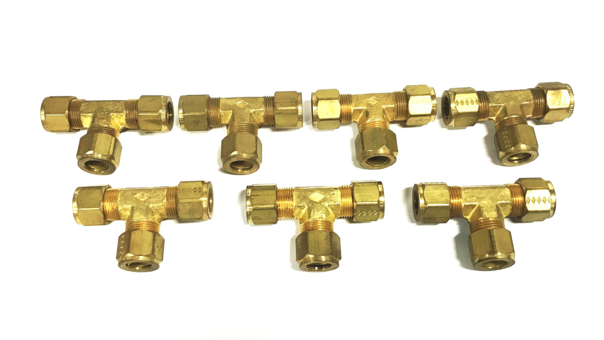 Unbranded 1/2 inch Brass Compression Tee Fitting [Lot of 7] NOS