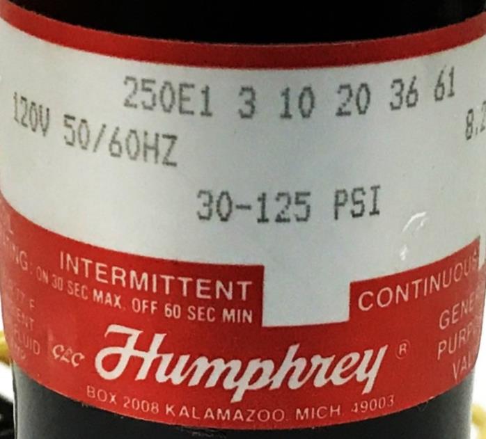 Humphrey 3-Way Solenoid Valve 250E1310203661-1205060