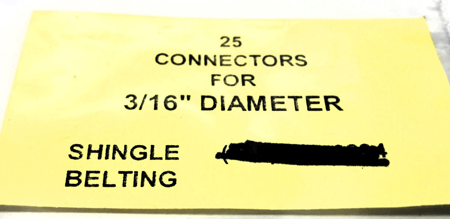 Shingle Belting 3/16" Round Belt Connector [Lot of 25] NOS