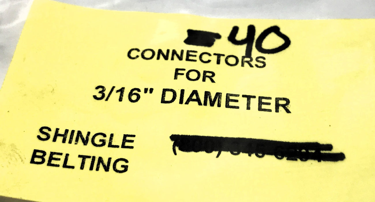 Shingle Belting 3/16" Round Belt Connector [Lot of 40] NOS