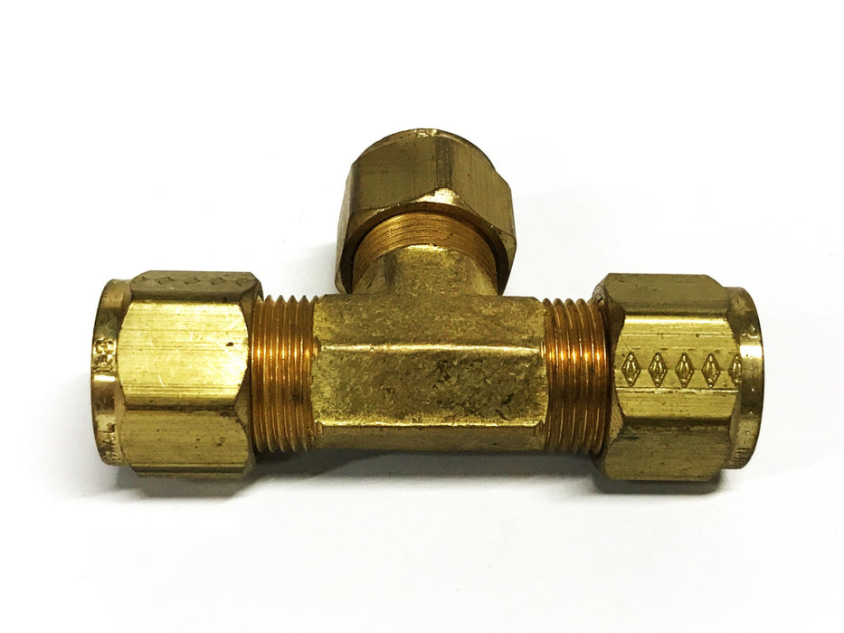 Unbranded 1/2 inch Brass Compression Tee Fitting [Lot of 6] NOS