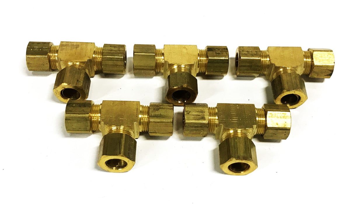 Unbranded 1/2 inch Brass Compression Tee Fitting [Lot of 5] NOS