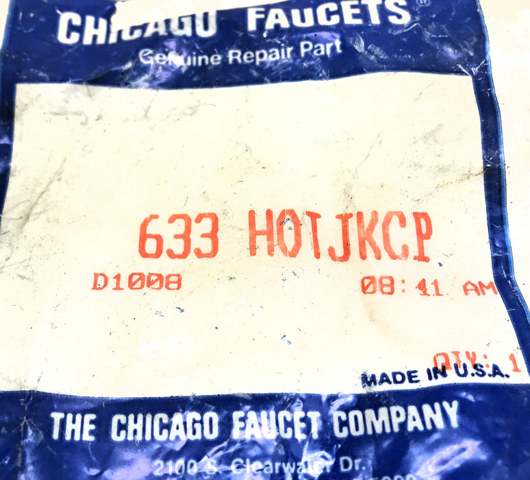 Chicago Faucets Four Cross Hot Handle W/ Screw & Red Washer 633 HOTJKCP NOS