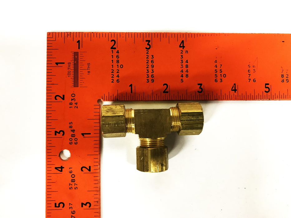 Unbranded 1/2 inch Brass Compression Tee Fitting [Lot of 5] NOS