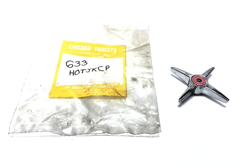 Chicago Faucets Four Cross Hot Handle W/ Red Washer (No Screw) 633 HOTJKCP NOS