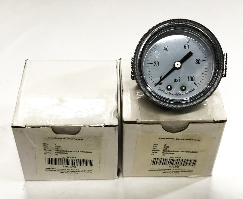 Unbranded 2 inch Panel Mount U-Clamp Pressure Gauge 4CEY8 [Lot of 2] NOS