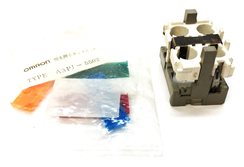 Omron Lighted Push-Button Switch Assembly with Multi-Colored Cover A3PJ-5502 NOS