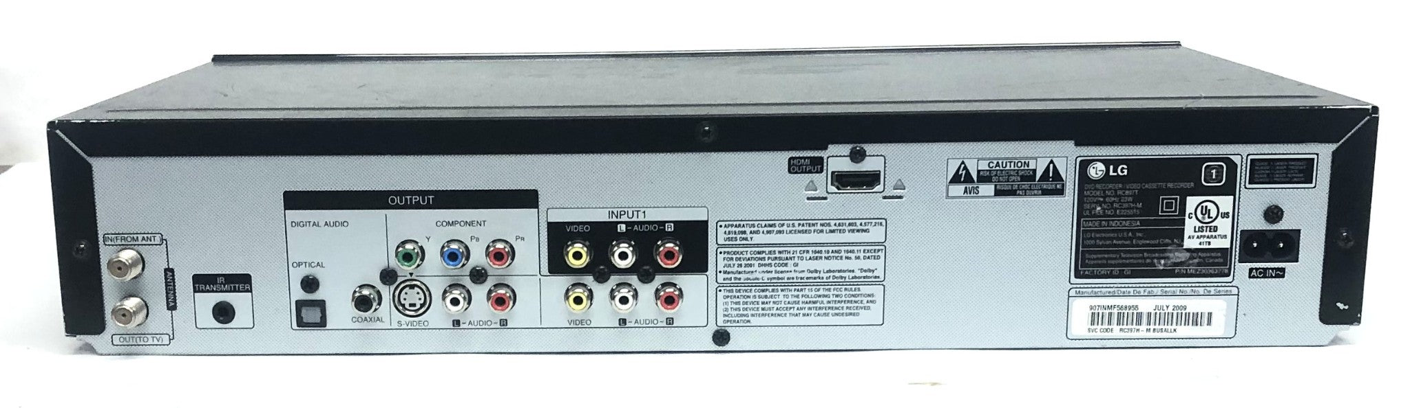 LG Electronics DVD/Video Cassette Recorder MEZ303637 No Power Cord USED