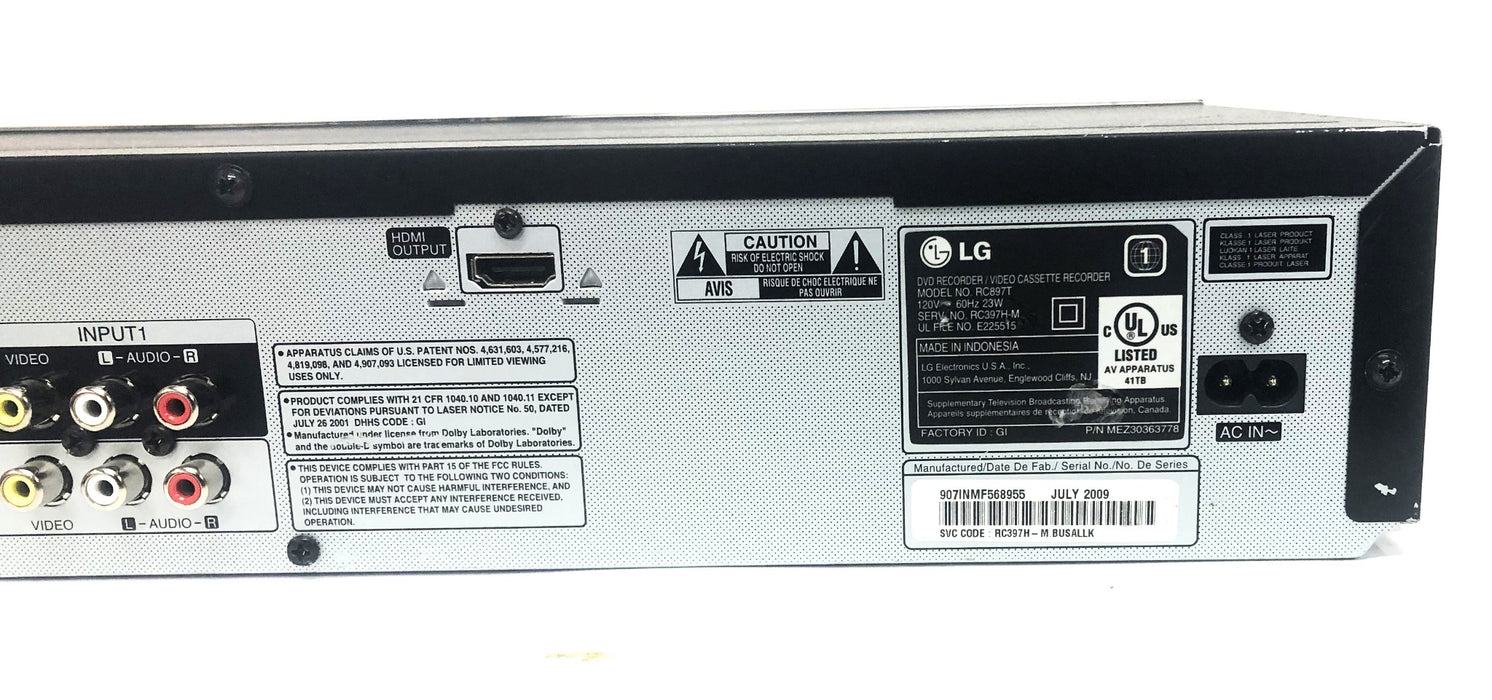 LG Electronics DVD/Video Cassette Recorder MEZ303637 No Power Cord USED