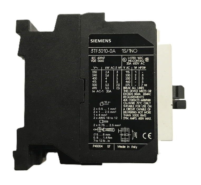 Siemens Contactor 3TF30 10-0AP6 NOS