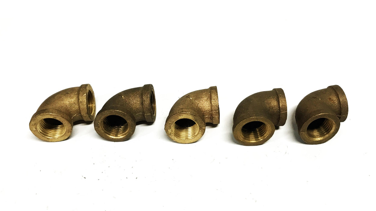 Unbranded 1/2 inch Female Brass 90-degree Elbow [Lot of 5] NOS