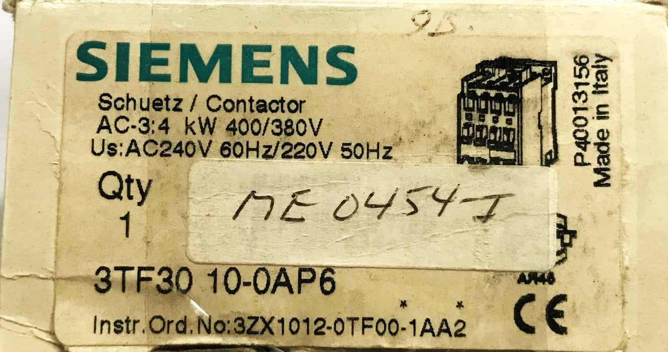 Siemens Contactor 3TF30 10-0AP6 NOS