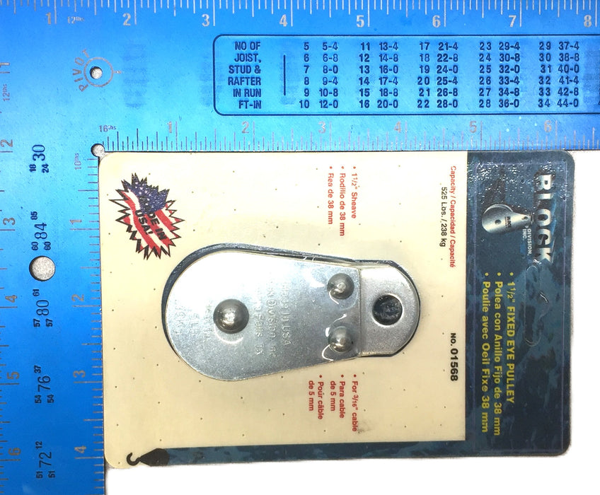 Block 525lbs. Capacity 1-1/2" Fixed Eye Pulley for 3/16" Cable 01568 [Lot of 2]