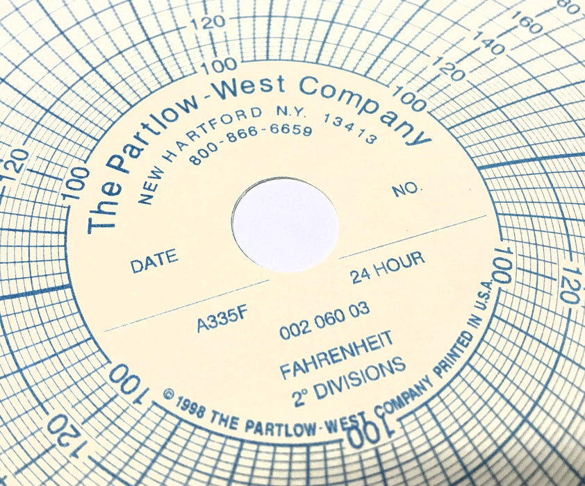The Partlow-West CO. Pack of (100) 24 Hour Circular Recording Paper 00206003 NOS