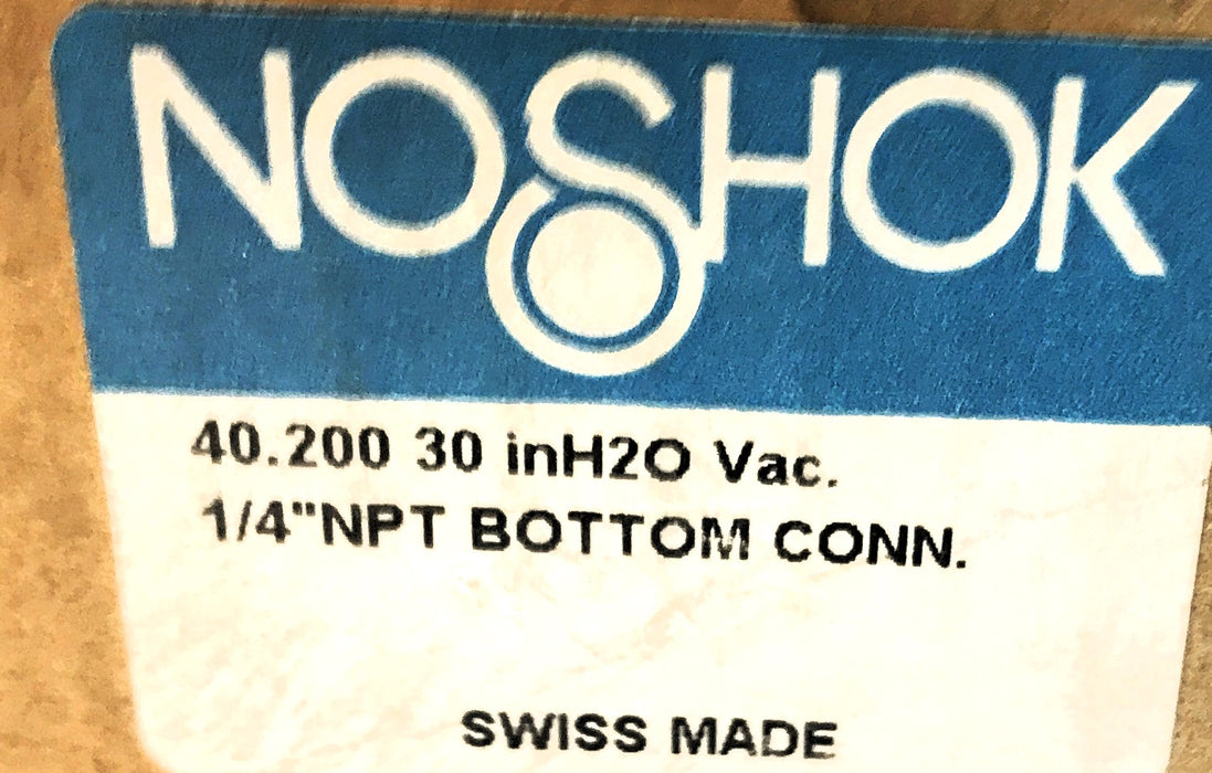 Noshok 1/4" NPT 4" Diameter Pressure Gauge 40.200-30 in H2O Vac. NOS