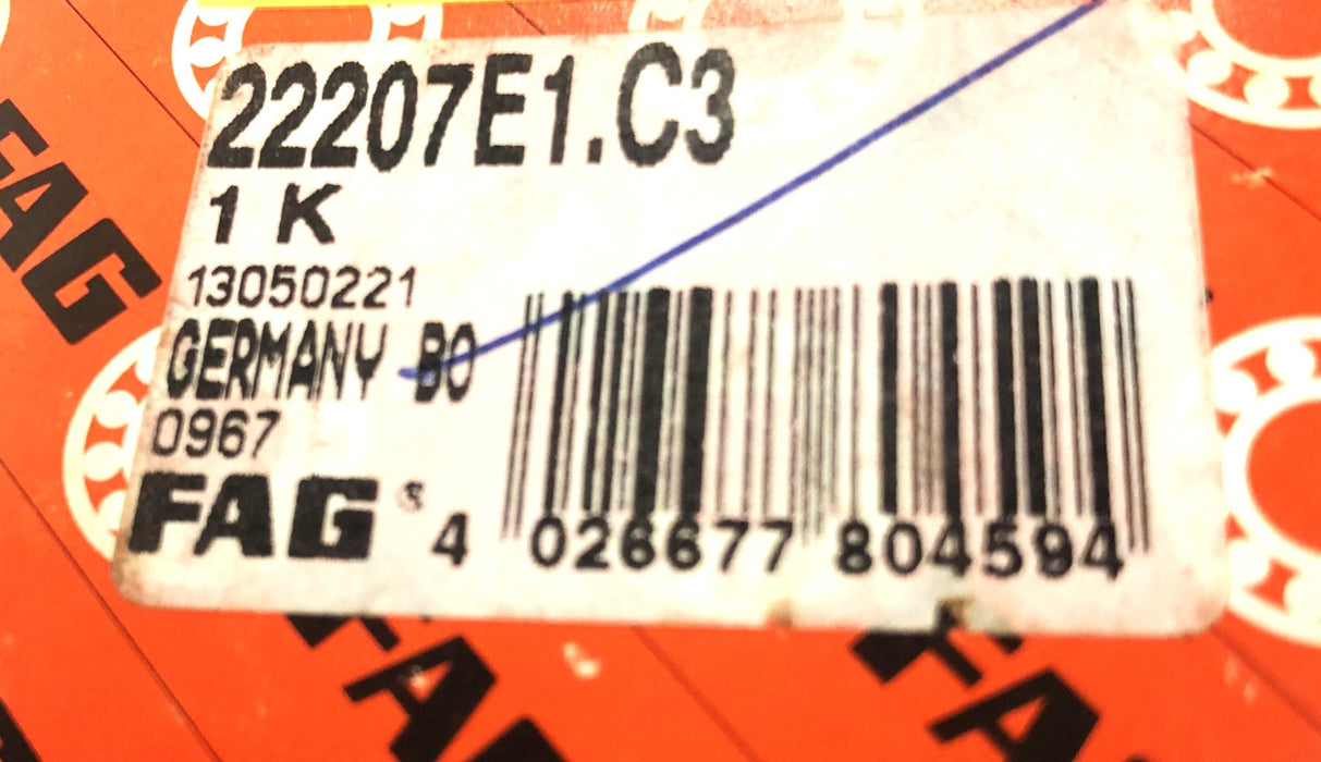 FAG Spherical Roller Bearing 22207E1.C3 NOS