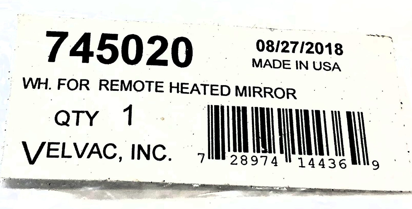 Velvac Wiring Harness For Remote Heated Mirror 745020 NOS