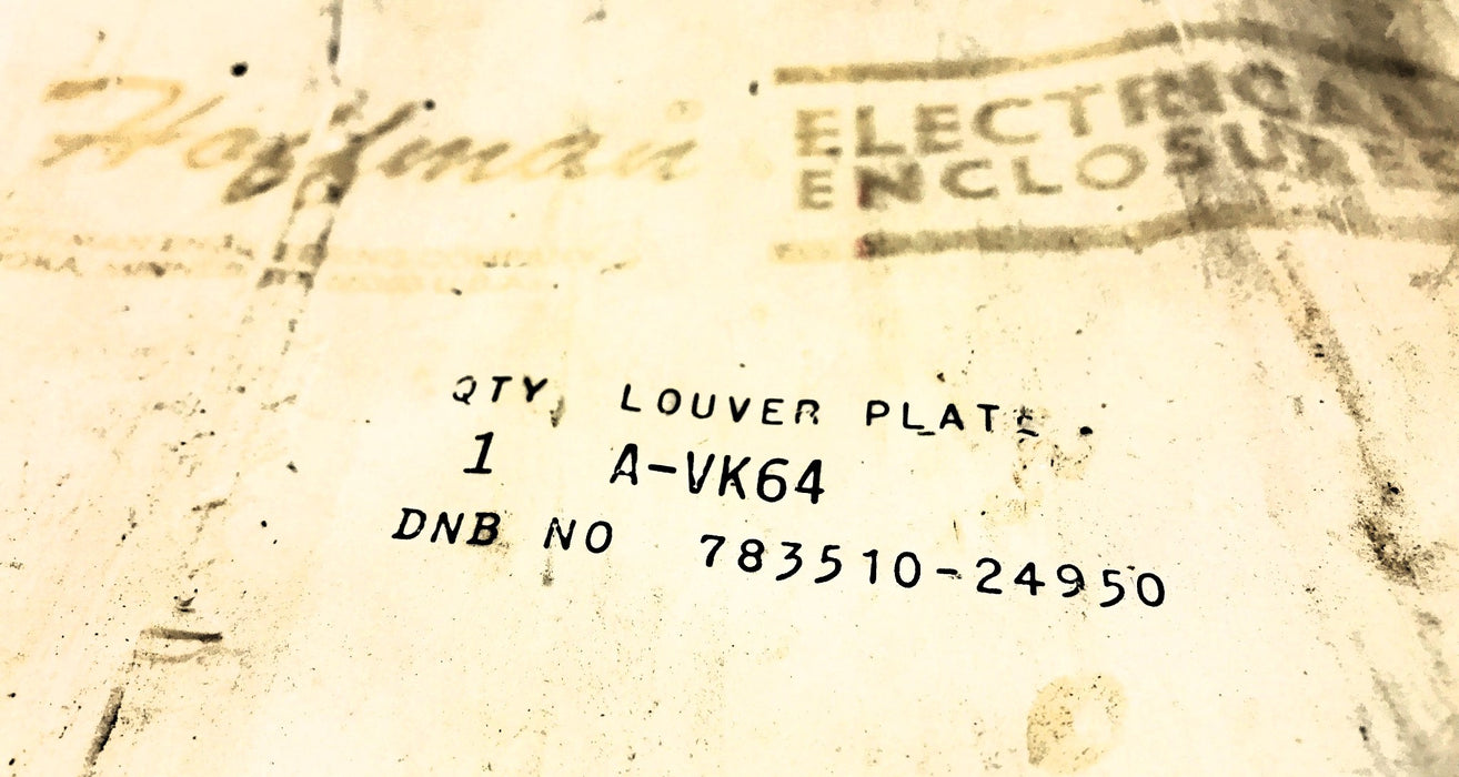 Hoffman Louver Plate Without Hardware A-VK64 (783510-24950) NOS