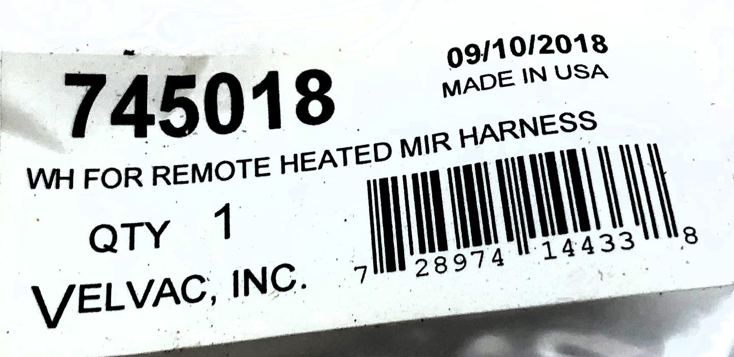 Velvac Wiring Harness For Remote Heated Mirror Harness 745018 NOS