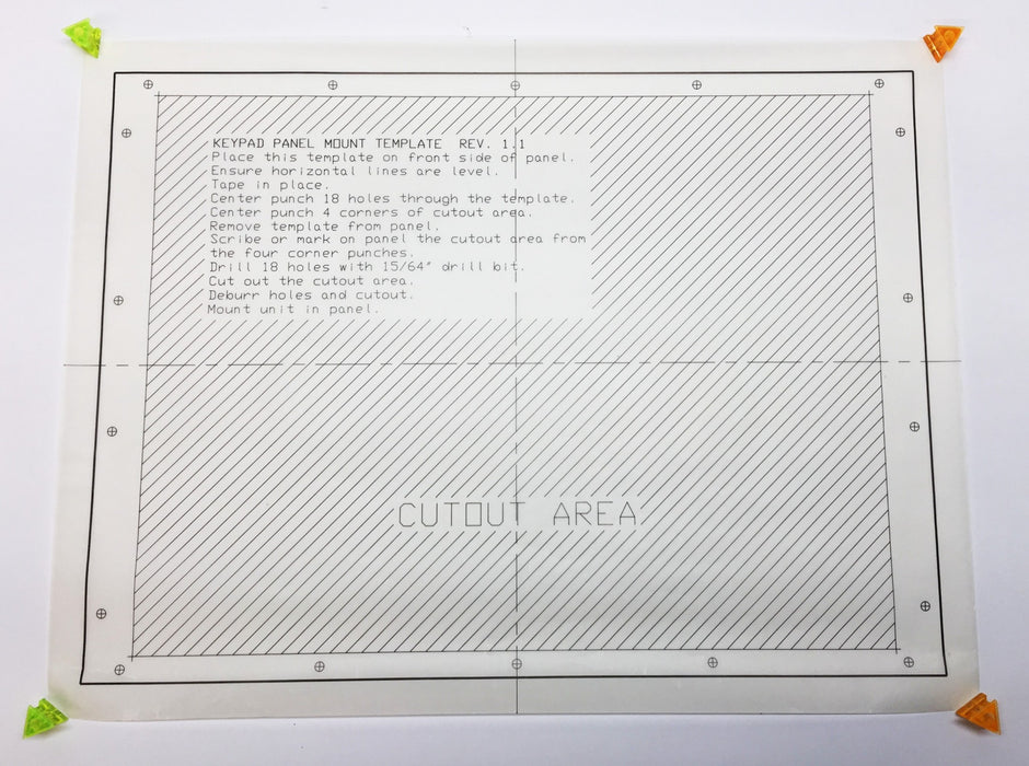 Allen-Bradley Keypad Panel Mount Paper Template Only Rev. 1.1 NOS
